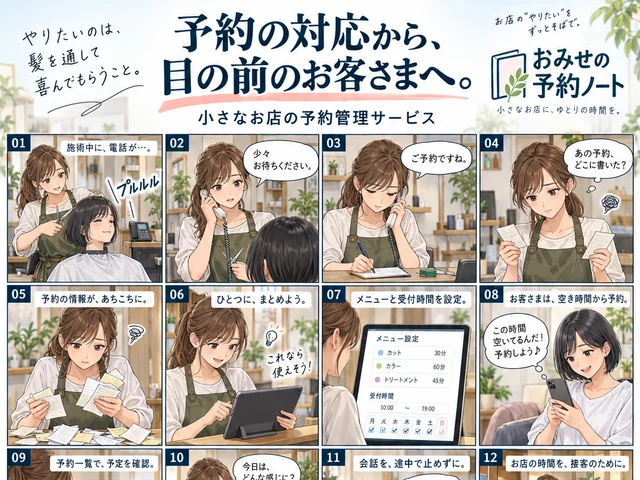おみせの予約ノート：予約の対応から、目の前のお客さまへ。