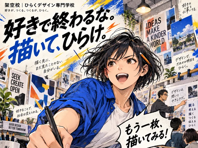 ひらくデザイン専門学校：好きで終わるな。描いて、ひらけ。